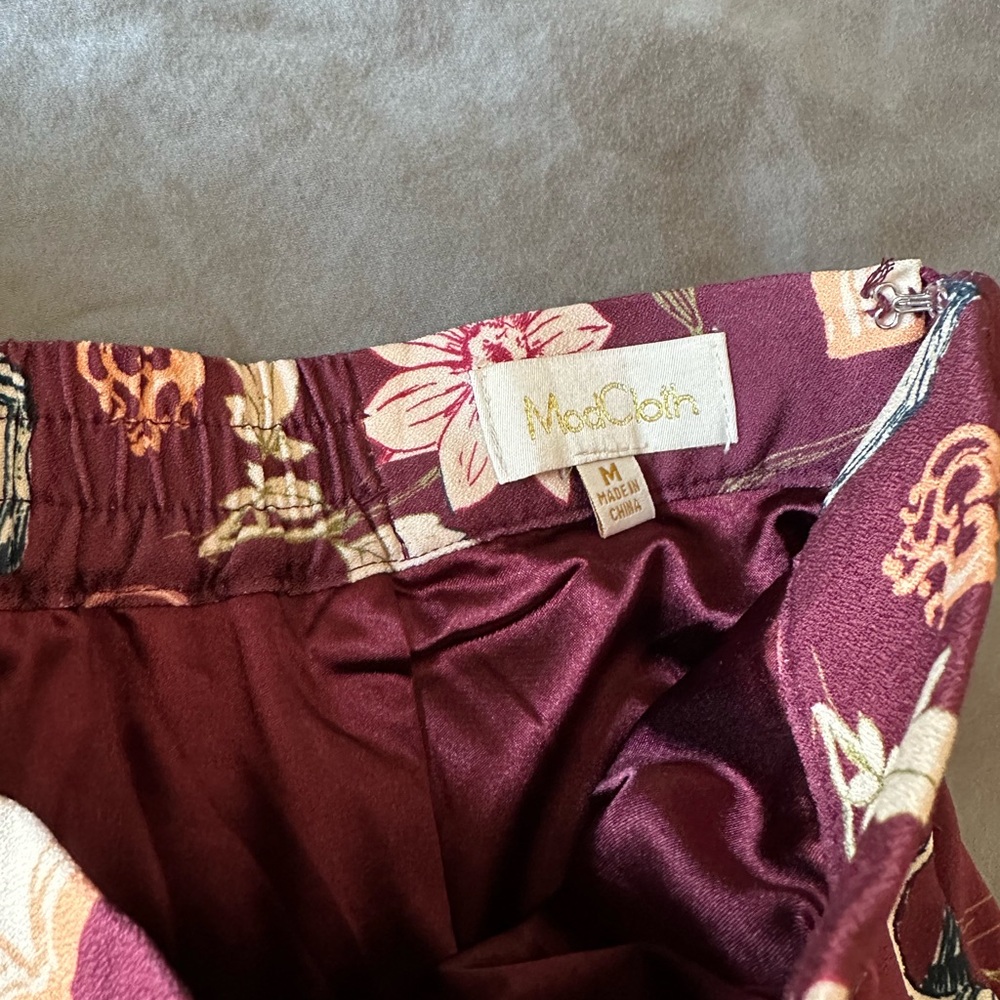 ModCloth Burgundy Floral & Novelty Midi Skirt - Picture 2 of 2